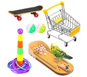 Juego de juguetes para loros, patineta, carrito, pelota, carrito de compras, juguete de entrenamiento para pájaros, juguete interactivo para masticar, rompecabezas de anillo, juguete para pájaros.