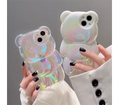 Funda de teléfono con diseño de oso láser Aurora en 3D de Japón para iPhone 15, 14, 13, 12, 11 Pro Max, transparente, de silicona suave, a prueba de golpes For iPhone 15Pro Max