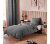 Parure de draps 3 pièces  Noah  Gaze de Coton pour lit 1 Place - Gaze de coton Ardoise