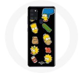 Coque Samsung Galaxy A21S Les Simpson autocollants fond noir