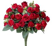 10 cabezas de flores artificiales de seda, rosas rojas, hojas de eucalipto, ramo de peonías, flores falsas para mesa de boda, fiesta, jarrón, decoración del hogar rojo