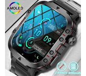 Reloj inteligente para Huawei y Xiaomi con pantalla de 1,96 pulgadas, Bluetooth, llamadas, 420 mAh, deportivo, resistente al agua, control del ritmo cardíaco y del oxígeno en sangre silicon negro