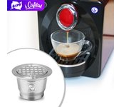 [i Cafilas][HFG02] Cápsula de café recargable Filtro reutilizable Tamper Cápsulas de crema de acero inoxidable para máquina Nespresso Inissia, Lattissima, Essenza 1 Capsule plata