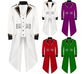 Chaqueta gótica para hombre, frac steampunk, abrigo largo, disfraz medieval de Halloween XXXXXL blanco