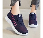Zapatillas de deporte de malla ligeras de punto para mujer, zapatillas para correr con cordones de malla transpirable, calzado para mujer 36 negro