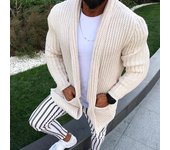 Cárdigan de punto ajustado para hombre, abrigo informal de punto grueso, para otoño e invierno S beige