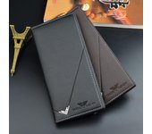 Cartera para hombre, tipo largo, fina, Vertical, suave, triple pliegue, multitarjeta, gran capacidad, nueva cartera de moda negro