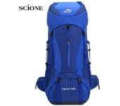 Mochila grande de 75L para exteriores, mochila para acampar, senderismo, escalada, mochila para hombre, bolsa de viaje deportiva de nailon impermeable para mujer X161A azul
