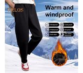 Pantalones de invierno para hombre, gruesos, forrados de felpa, cintura elástica, resistentes al viento, de color sólido, sueltos, cálidos, para uso diario al aire libre, pantalones deportivos L A