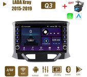 Radio estéreo para coche Android 2 Din para LADA Xray 2015-2019 con botón, navegación GPS, reproductor de vídeo Multimedia Carplay 2 + 32GB 1+16GB