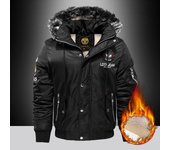 Abrigo grueso de plumón y Parka para hombre, chaqueta acolchada de gran tamaño y terciopelo grueso para mantener el calor, chaqueta acolchada negra, azul y roja para invierno XXXXL negro