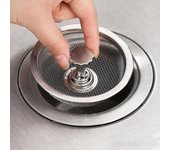 Filtro de fregadero de cocina de acero inoxidable con tapón de goma antibloqueo