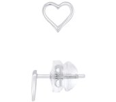 Pendientes - LÉA &; ARTHUR - Corazón calado - Oro blanco 375 - Sistema de cochecito SILICONOR - Niño