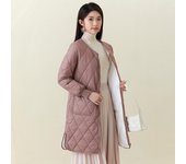 Nuevas prendas de vestir de algodón con entramado rombal ajustado de manga larga y bolsillos, abrigo ligero fino para otoño e invierno, chaquetas informales a la moda para mujer M