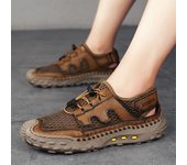 Sandalias casuales de verano para hombres Zapatos de malla transpirables 39 negro