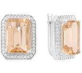 Серебряные серьги с морганитом nano 14.193ct, фианитами (2162490) persa rosa