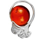 Les Trésors De Lily [R5031] - Pendentif argent artisanal 'Ginkgo Biloba' ambre argenté (rhodié) - 16x11 mm