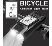 Luz frontal para bicicleta de 4000mA, luz LED con recarga USB para bicicleta, cronómetro con bocina, faro impermeable, accesorios para bicicleta negro