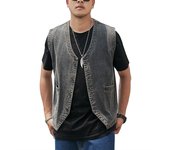 Chaleco vaquero de gran tamaño, chaqueta sin mangas, chaleco, chaleco de motocicleta, chaqueta XXXXXL