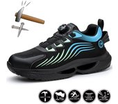 Zapatillas de trabajo con botones giratorios, zapatos de seguridad transpirables para hombre, zapatos de trabajo protectores antigolpes, zapatillas de seguridad ligeras para hombre y mujer 37
