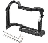 Jaula de cámara Andoer, jaula de vídeo para cámara de aleación de aluminio con soporte de zapata fría doble, numerosos 1/4 pulgadas y negro