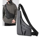 Bolso de pecho ajustado antirrobo para hombre, bolso triangular con película de cuero para tiempo libre, bolso cruzado para tarjetas, bolso bandolera para deportes, ciclismo y equitación gris