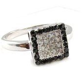 Bague Argent 'Romy' Noir Blanc 52 negro