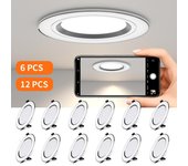 6/12 piezas de luz LED empotrada en el techo de tres colores regulable de 5 W, 9 W, 12 W y 15 W, foco LED para sala de estar y baño 12W&220V (176-264V)