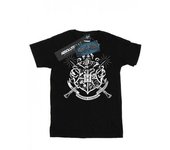 HARRY POTTER Camiseta de algodón estilo boyfriend con varitas y emblema de Hogwarts para mujer XL blanco