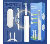Cepillo de dientes eléctrico giratorio para adultos, cabezal redondo, cerdas suaves, inducción automática, juego para parejas, Compatible con Orab blanco