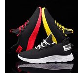 Zapatillas de deporte para hombre, zapatos de verano transpirables para hombre, zapatos casuales de moda para estudiantes, zapatos ligeros Flyweave para hombre 44 amarillo