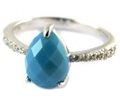 Bague Argent 'Princesse Opale' turquoise blanc argenté (rhodié) 54 plata