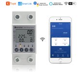 Medidor de energía inteligente monofásico, carril Din, WIFI, consumo de energía kWh, vatímetro con Alexa para hogar inteligente