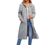 Chaqueta tipo cárdigan larga con cremallera holgada para mujer de otoño e invierno S negro