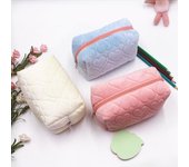 Bolsa de lápices con cremallera de felpa, suministros escolares y de oficina, bolsa de papelería, almacenamiento de monedero, bolsas de maquillaje bonitas, caja de lápices azul claro