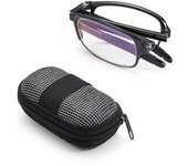 Gafas de lectura unisex ligeras y portátiles, plegables, con estuche con cremallera, para presbicia Strength 3.5x rojo