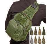 Bolso de hombro Sling Mochila Ejército Camping Senderismo Bolsa Deportes al aire libre Pecho Bolsa Viaje Trekking Caza Mochila negro