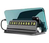 Señal de parada temporal para coche, tarjeta para estacionamiento temporal, placa de tarjetas de número de teléfono, soporte para teléfono plegable, placa para número de estacionamiento oculta negro