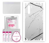 apgo Protective Skin Sticker for the back+sides compatible with Oppo A91, Full Wrap Film, Foil, Vinyl - Pattern White Marble