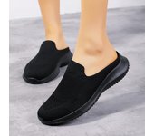 Zapatillas de mujer de verano de punto de malla, zapatillas de casa sin cordones de malla transpirable, zapatillas cómodas antideslizantes para interiores y exteriores, zapatos para caminar EU:36 negro