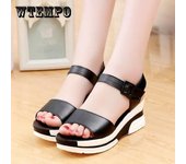Zapatillas de verano para mujer, zapatos con plataforma y puntera abierta, sandalias de cuña, zapatos de tacón alto cómodos para mujer 40 blanco