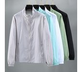 Ropa de protección solar de verano para hombre, chaqueta de calle Harajuku ultrafina, cortavientos transpirable con cremallera y protección solar M azul cielo