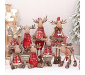 Decoraciones navideñas Tela roja Telescópica De pie y sentada Decoraciones de muñecas de alces de dibujos animados One Size