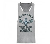 Camiseta sin mangas con espalda cruzada Grindstore Unicorn Gym para hombre L-XL gris