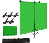 Kit de fotografía de fondo de color sólido de 5x7 pies con fondo en forma de T de 5x7 pies soporte ajustable 5 resortes verde