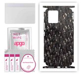 apgo Protective Skin Sticker for the back+sides compatible with Realme 8, Full Wrap Film, Foil, Vinyl - Pattern Carbon Black Pixel