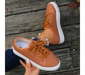 Zapatos de moda para mujer, zapatillas con cordones para mujer adulta, zapatos vulcanizados de tacón bajo hueco, zapatos de otoño para mujer, zapatos deportivos 36