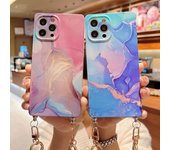 Funda cuadrada de mármol con correa para la muñeca, funda protectora para cámara de silicona suave para Iphone 13 Pro Max 11 12 Pro Max For iPhone 12