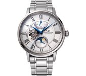 [ORIENT STAR] Reloj automático para hombre M45 F7, mecánico, fase lunar, corazón abierto, fabricado en Japón, 2 años de garantía, esfera blanca