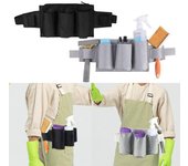 Bolsa de cintura para herramientas de limpieza multifuncional con cinturón ajustable, limpiador portátil de alta resistencia, bolsa de almacenamiento de herramientas de jardinería, suministros para el hogar negro